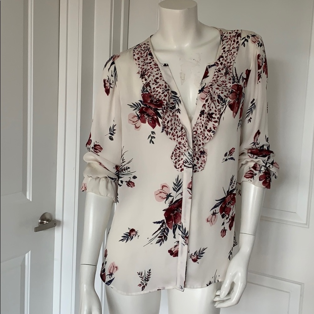 Joie Top Floral Ruffle print Sz L